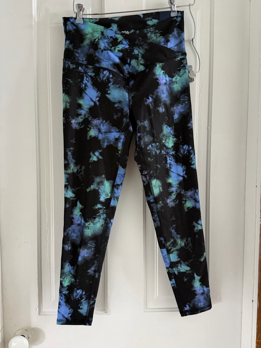 DSG Kids Tie-Dye Leggings — Black with Blue & Teal Accents